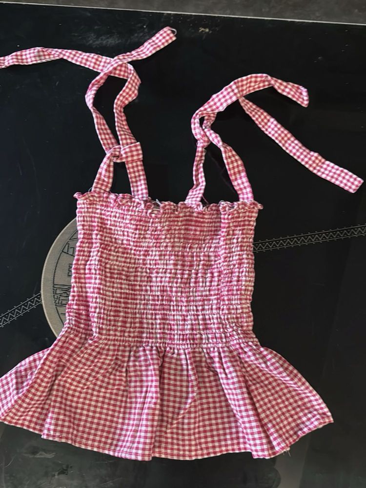 Chic Gingham Smocked Top