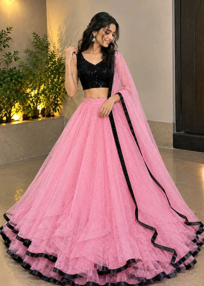 Pink &amp; Black Lehenga Choli