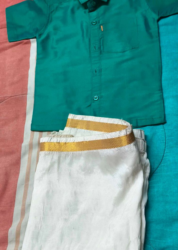 Green Silk Shirt ₹ Dhoti
