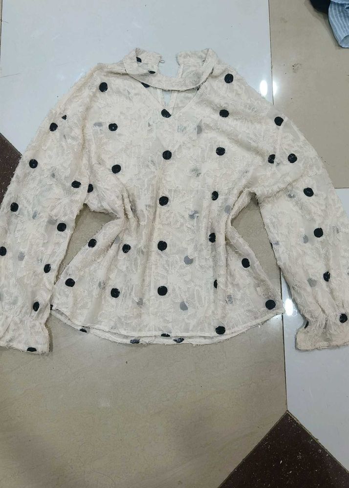 Chic Polka Dot Lace Blouse