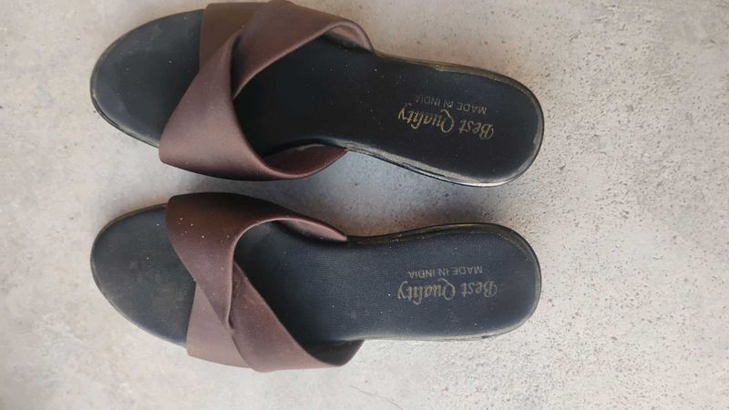 Brown Slip-On Flat Sandals