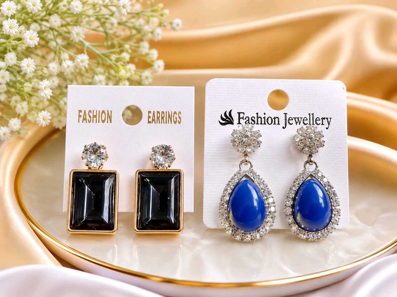 pack of 2 Elegant Rectangular Stone Earrings