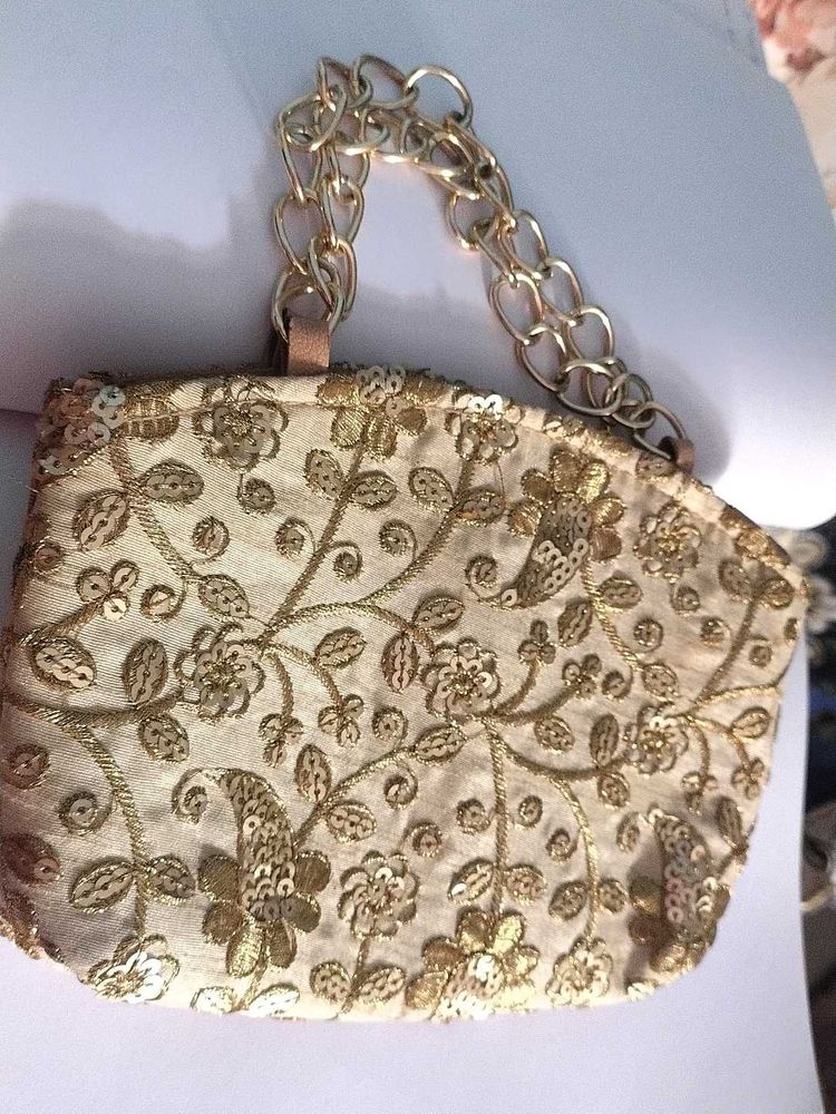 Embellished Clutch with Chain Handle
