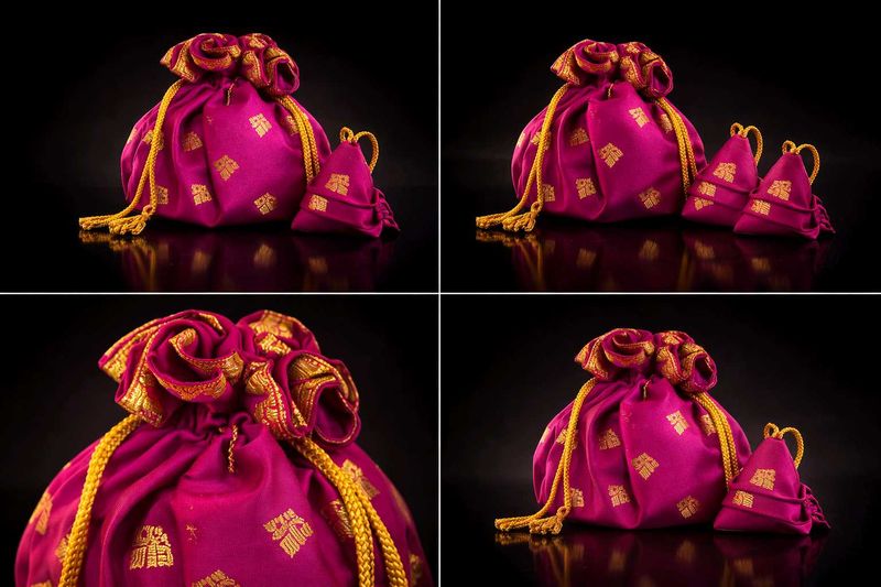 Beautiful Pink &amp; Gold Potli Bags Set