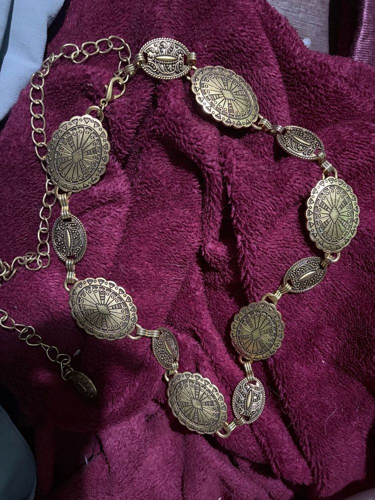 Oxidised Silver Tribal Coin Waist Belt