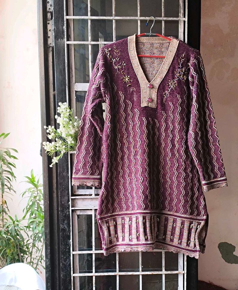 Very Beautiful Embroidery Winter Kurti