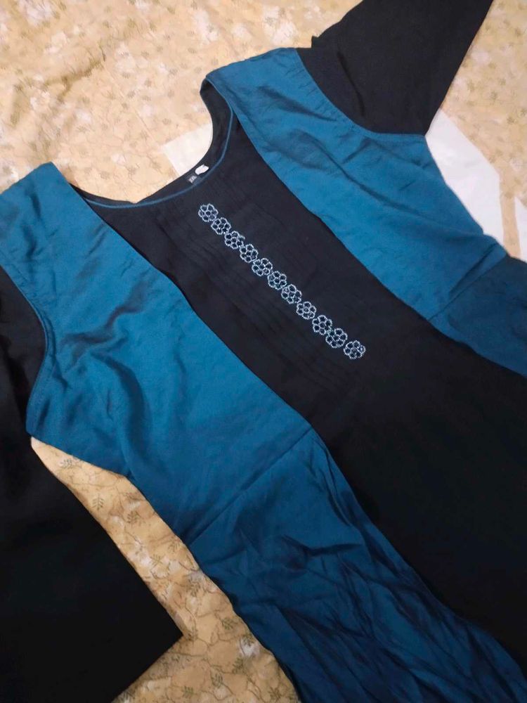 Stylish Black &amp; Teal Kurta