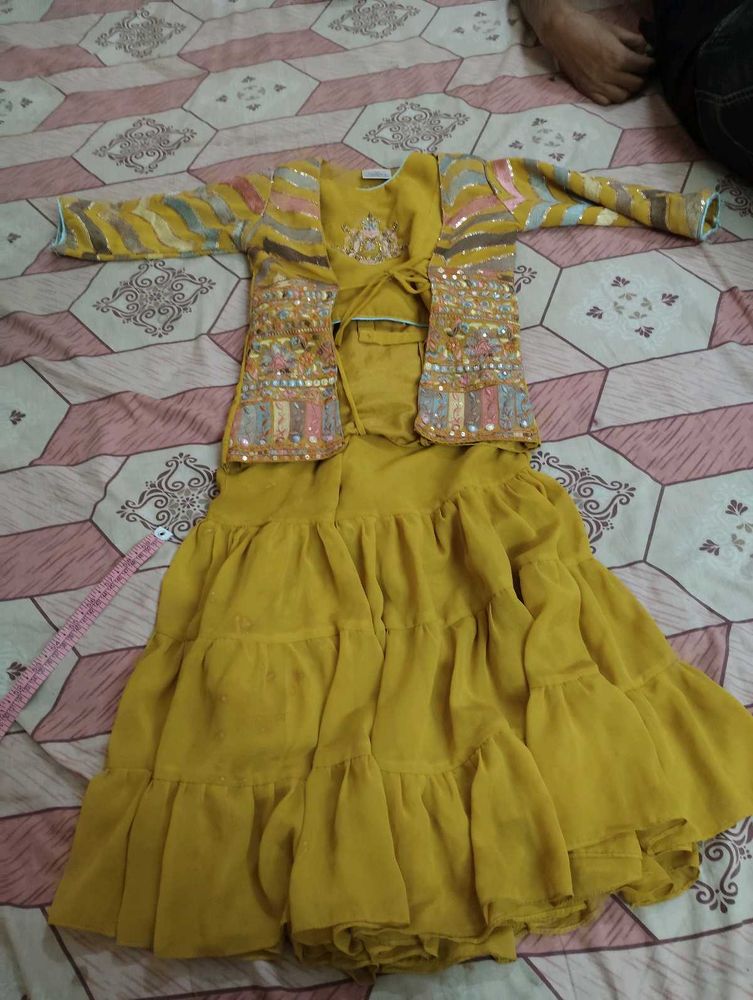 Girls' Ethnic Dress with Embellished Jacket