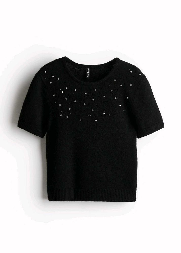 [H&amp;M] Embellished Fine Knit Top