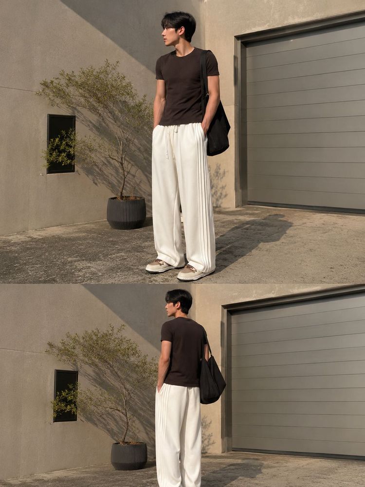 Korean Wide Leg Pants | Flowy pleated Relaxed Fit