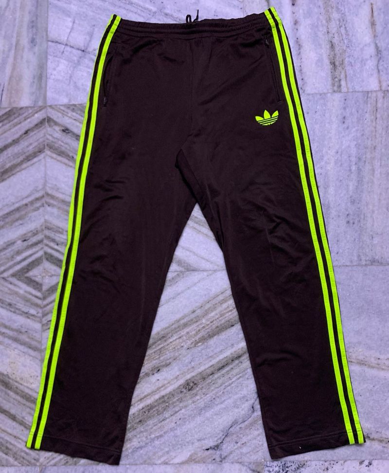 Adidas Track Pants - Brown/Neon