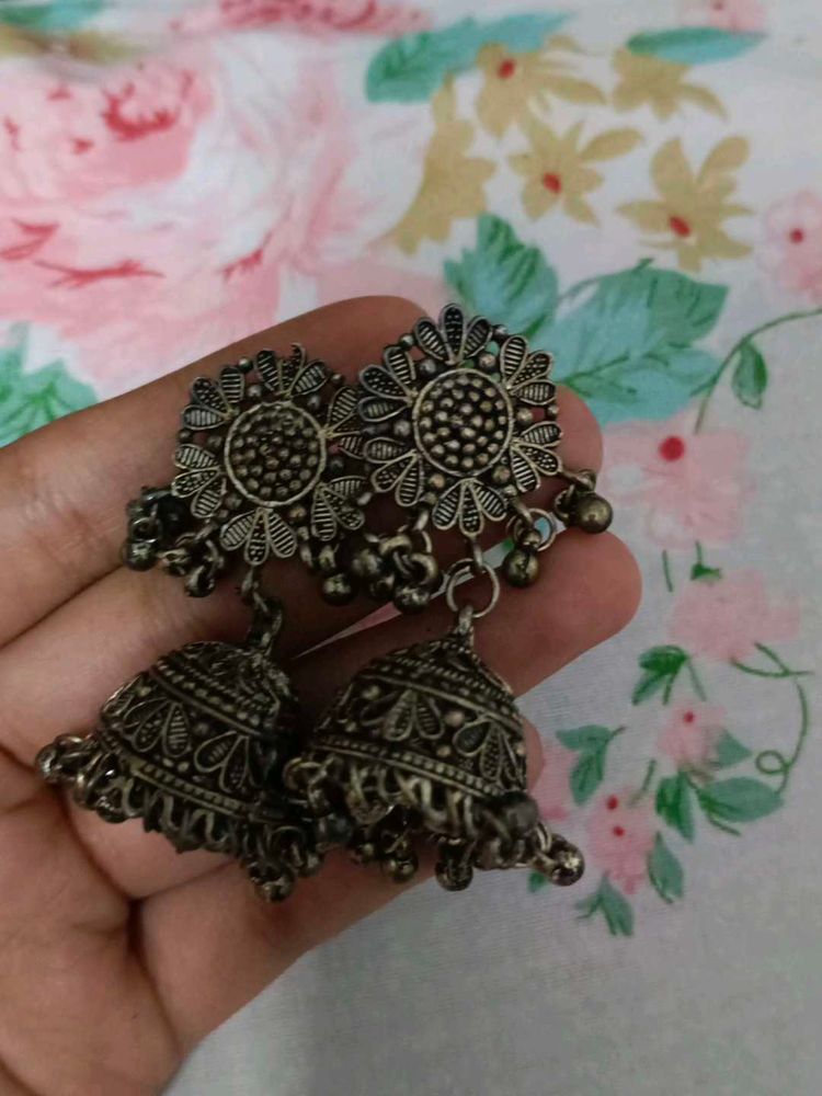 Oxidized Jhumka Earrings