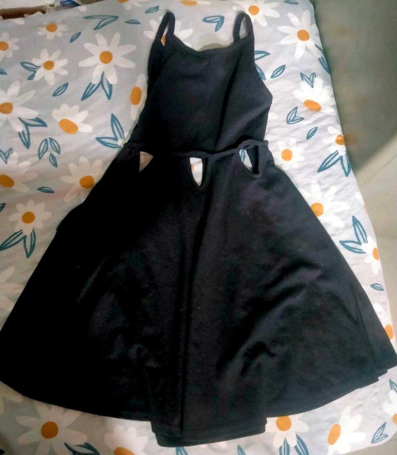 BOOHOO Chic Black Cut-Out Fit and Flare Dress