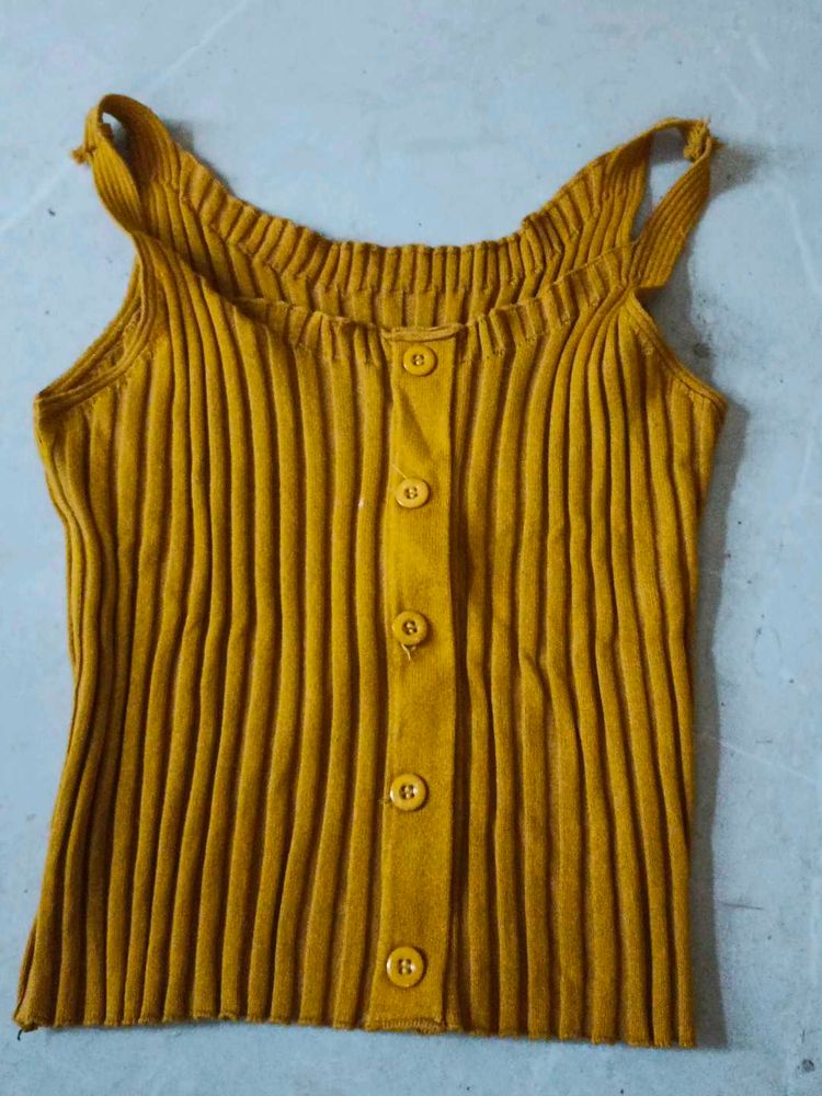 Ribbed Button-Front Tank Top