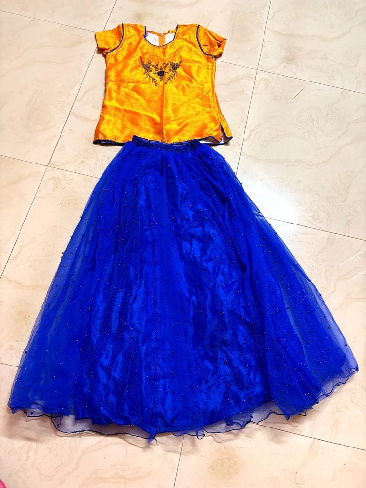 Stunning Orange &amp; Blue Lehenga Set