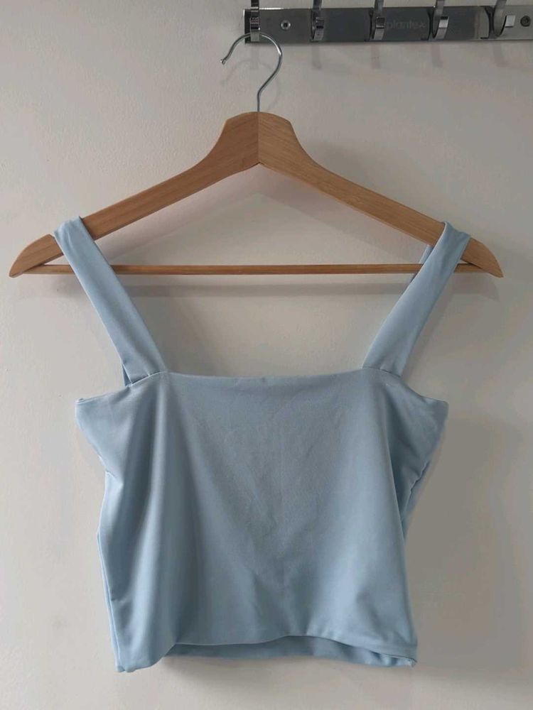 Blue Square Neck Tank Top