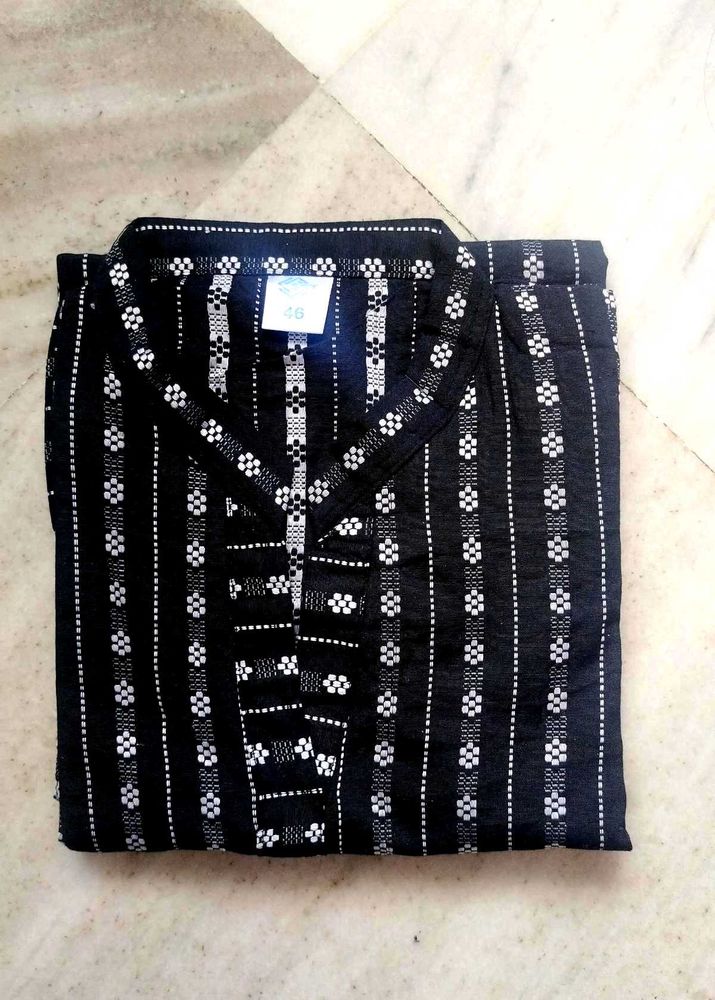 Stylish Black Kurta with White Print