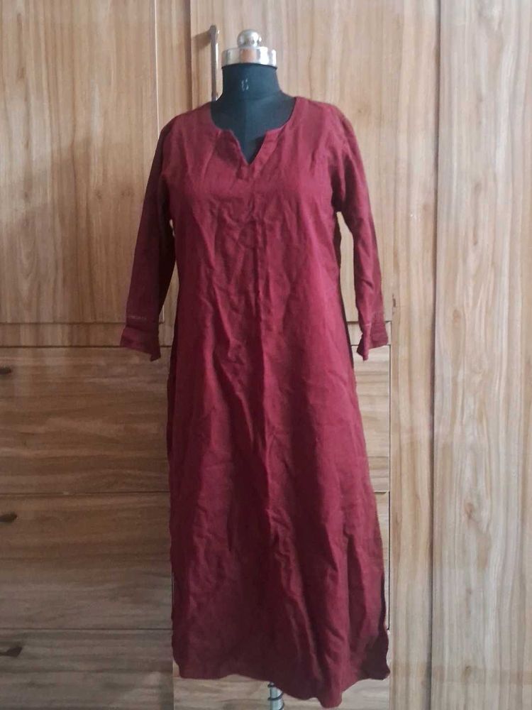 Farida Gupta Maroon Cotton Kurta 40-41