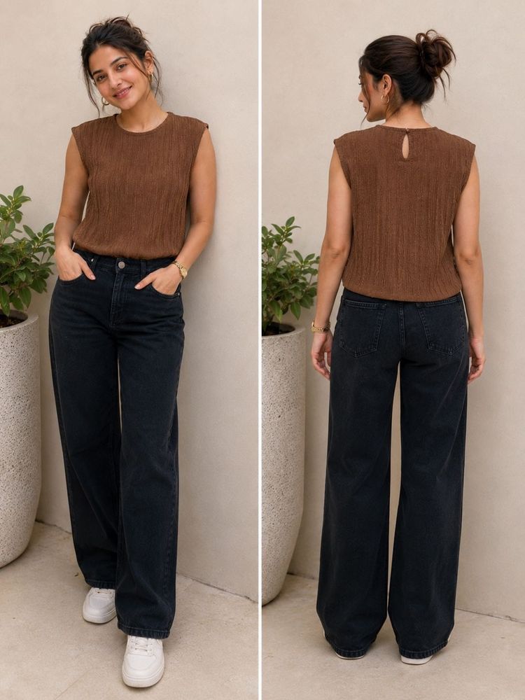 Shein Brown Sleeveless Top