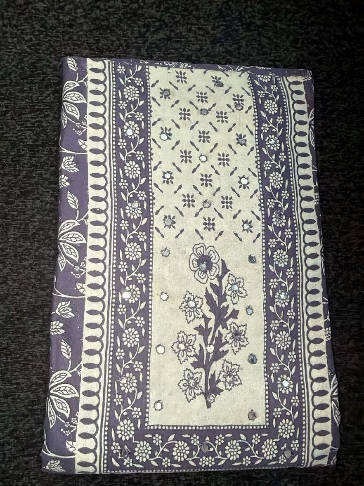 Cotton Dress Material with Mirror Work