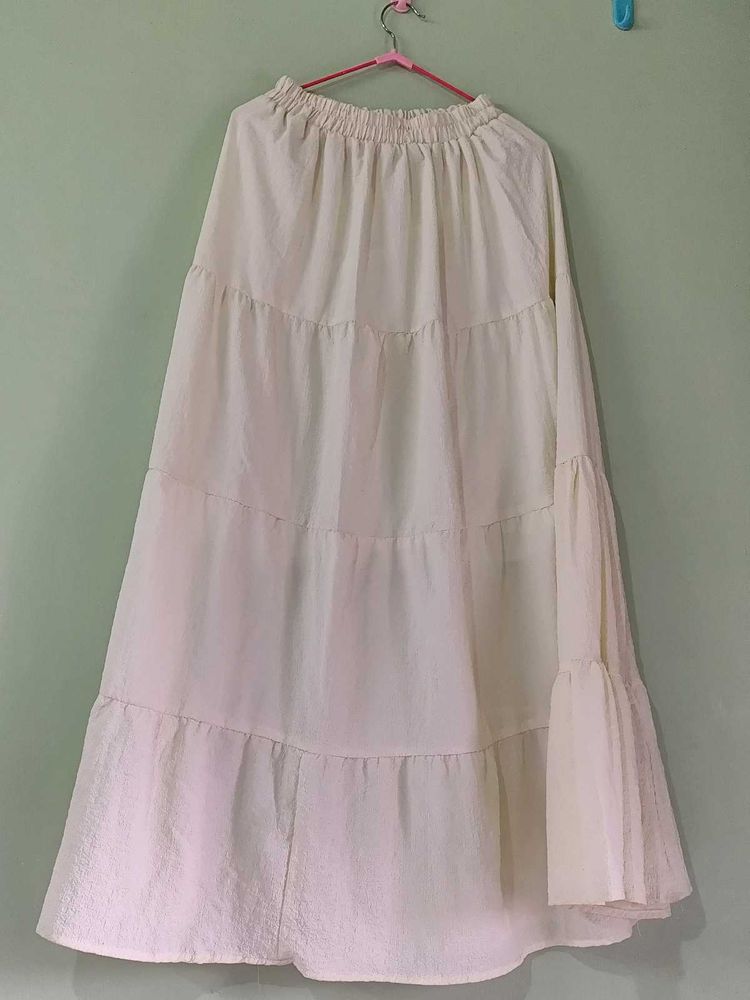 Butter yellow tiered maxi skirt