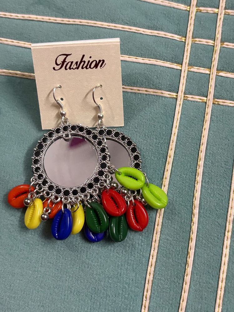 Boho Mirror Work Earrings 3 earring