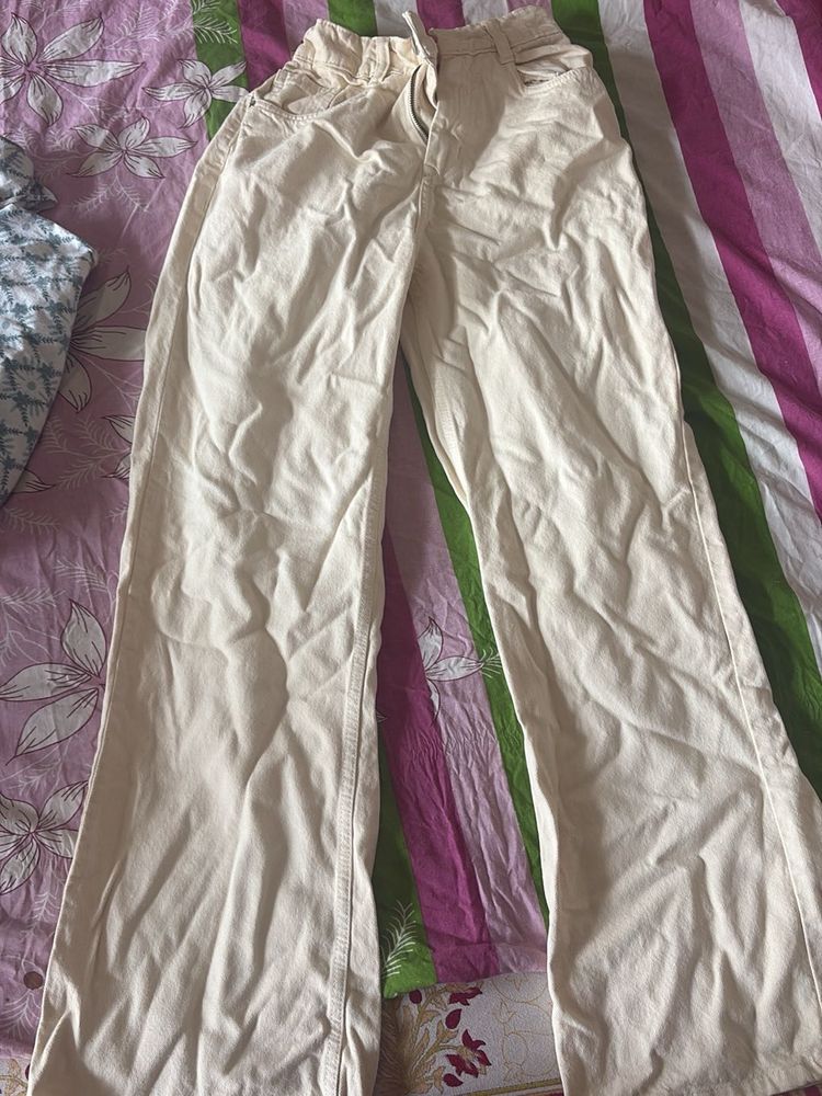 Cream Wide Leg Pants