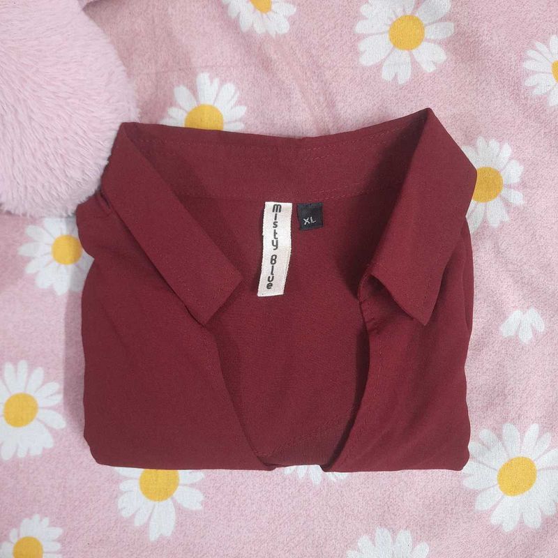 Maroon Button-Down Shirt