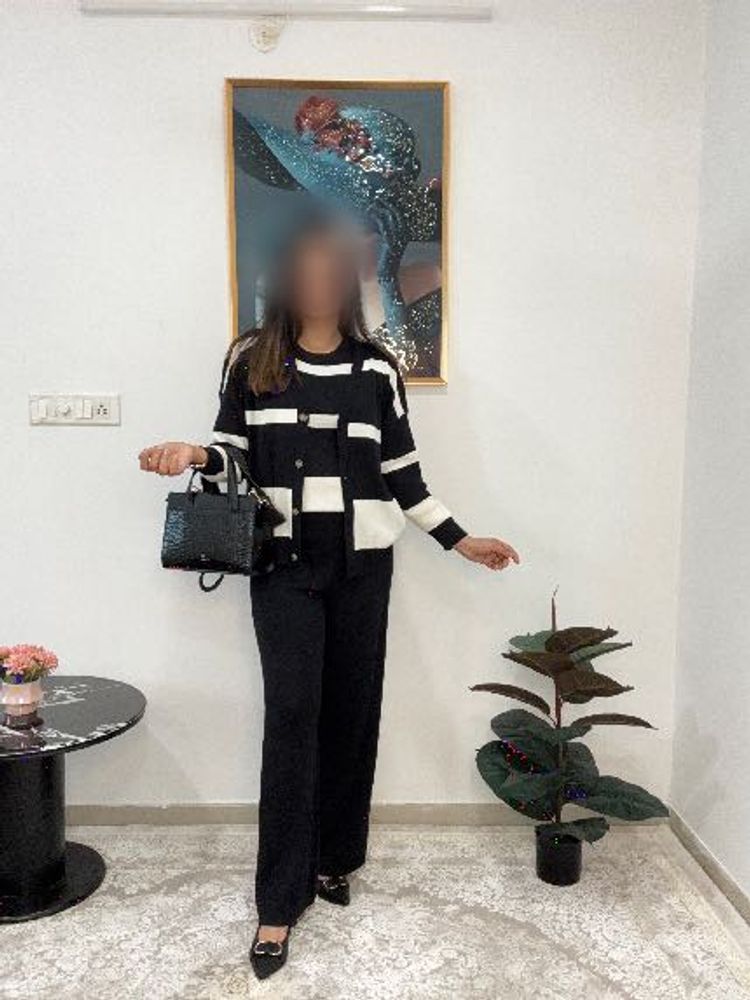 Chic B&amp;W Striped Co-ord Set
