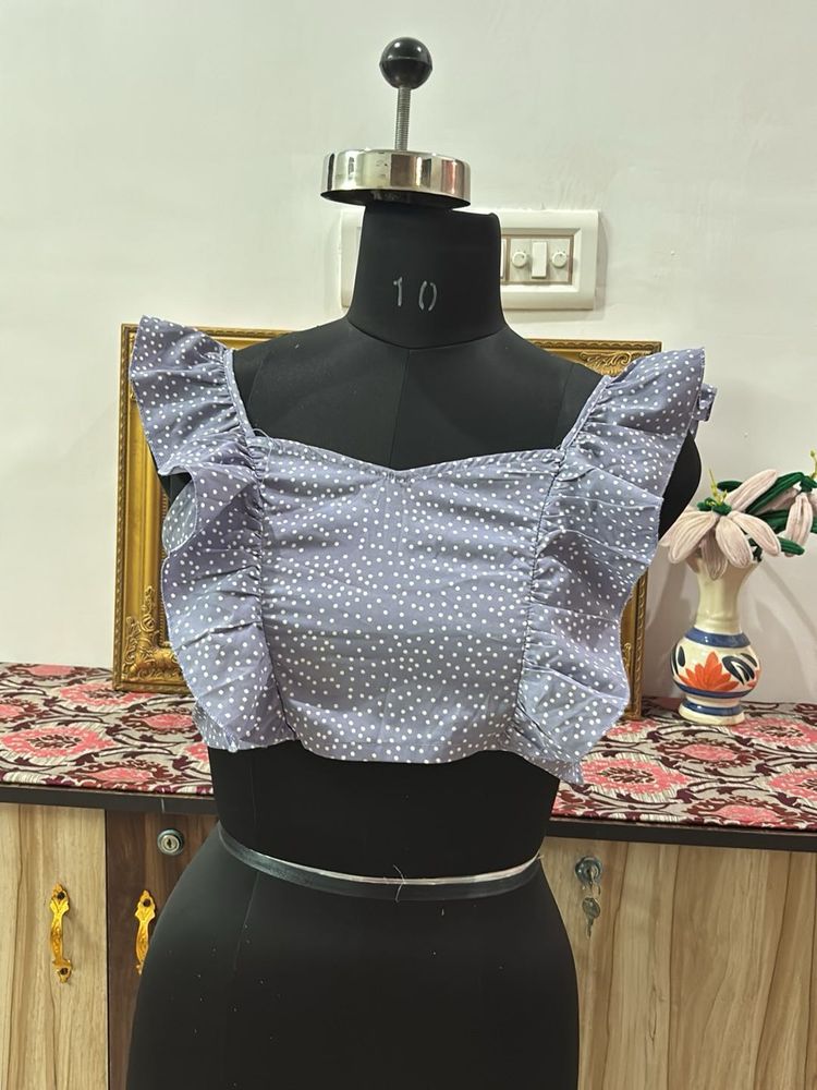 Cute Polka Dot Ruffled Top