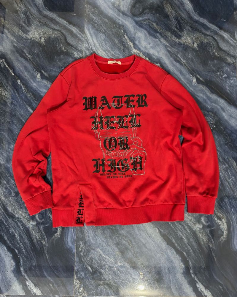 Y2K Heavy Red Graphic Print Sweatshirt