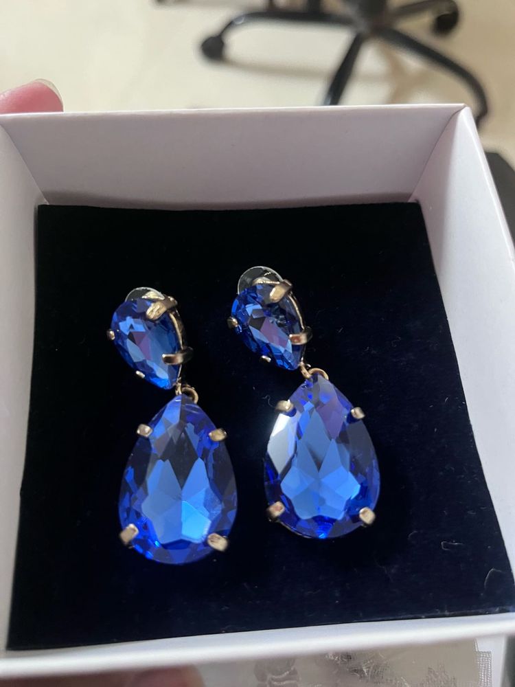 Elegant Blue Crystal Drop Earrings