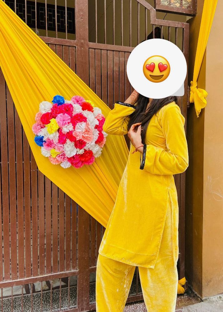 Valvet Yellow Suit With Salwar