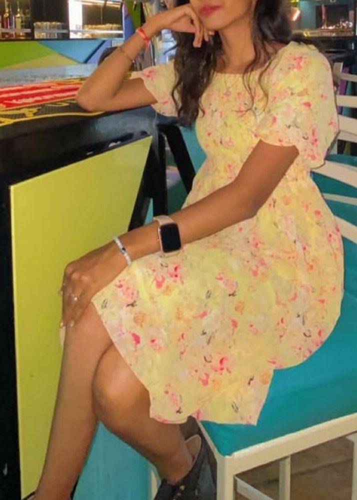 Yellow Floral Smocked Dress