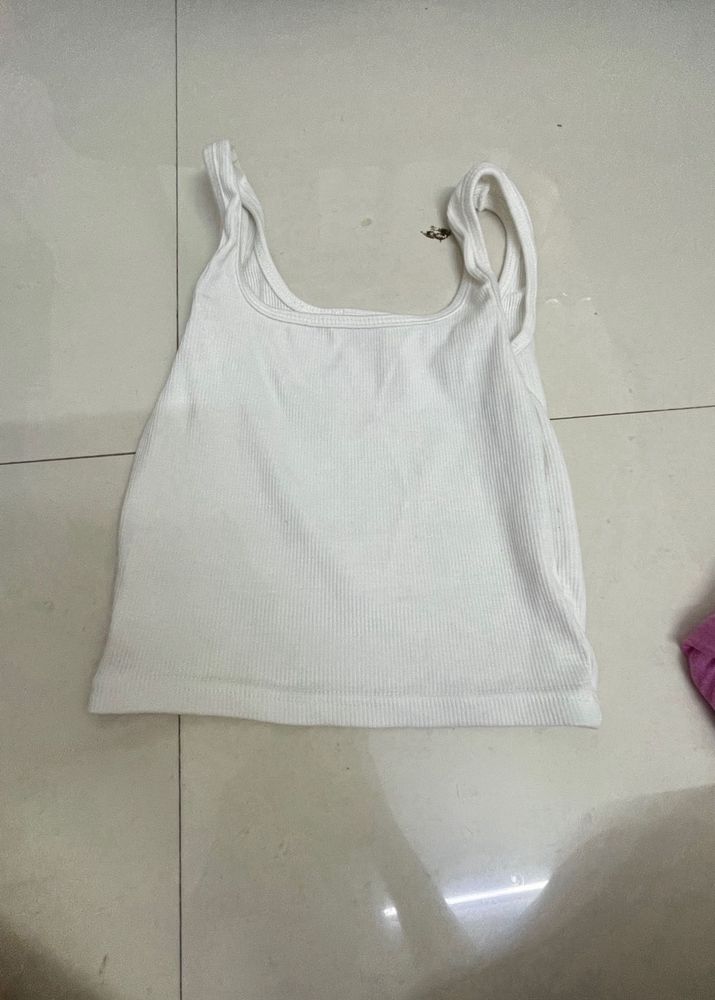 Ribbed White Tank Top