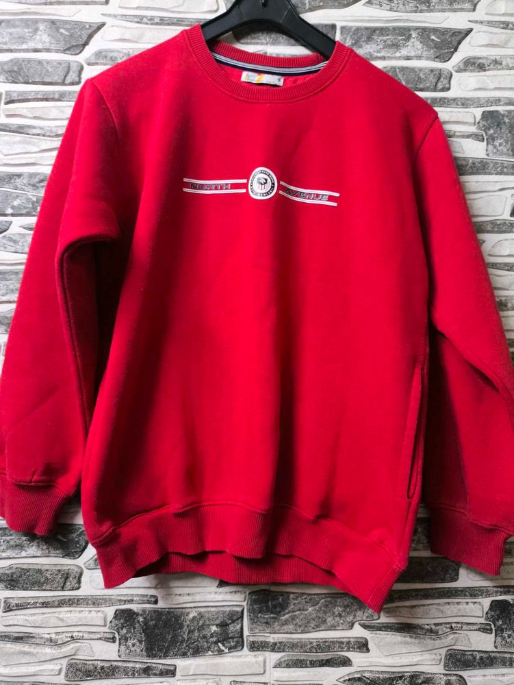 Vibrant Red Pullover Sweatshirt