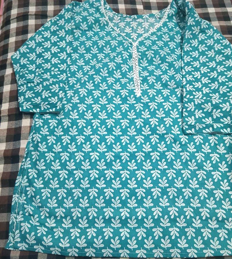 Teal Printed Kurta