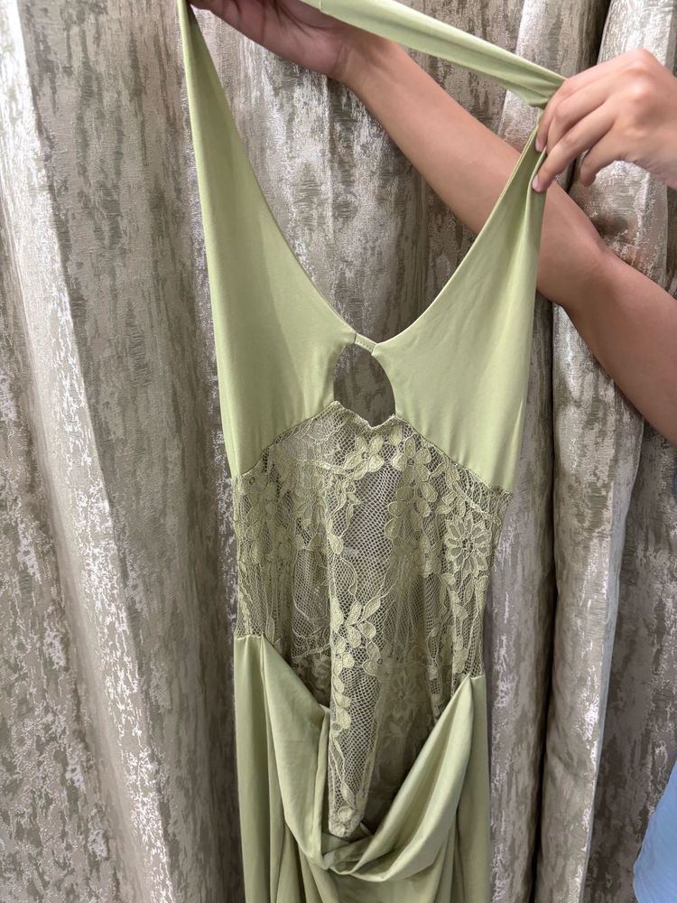 Lace Detail Halter Neck Maxi Dress