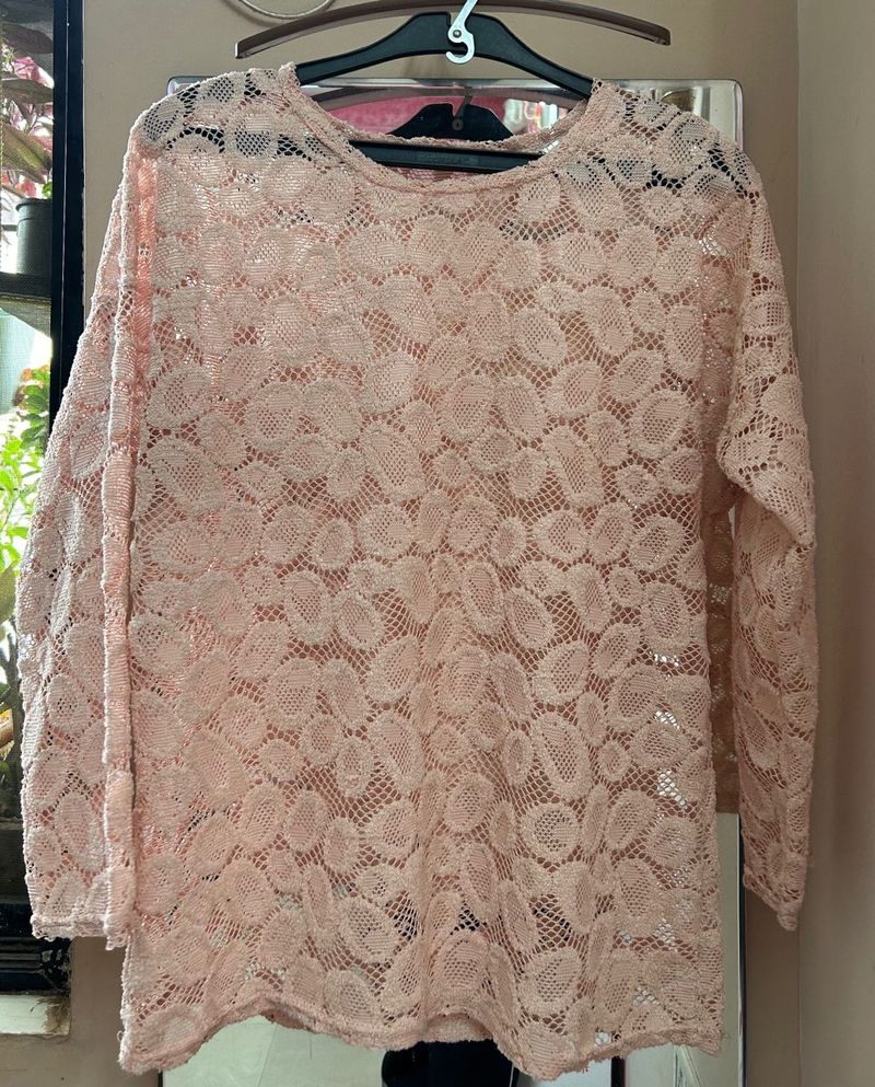 Sheer Lace Long Sleeve Top