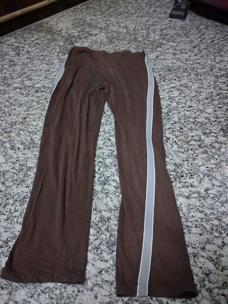 Brown Striped Flare Pants