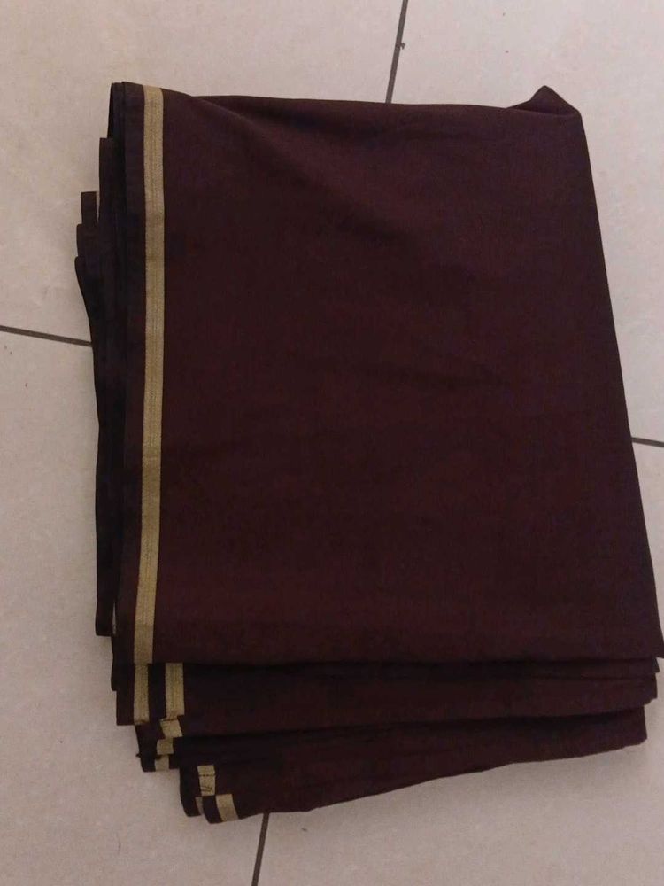 Elegant Brown Saree with Gold Border