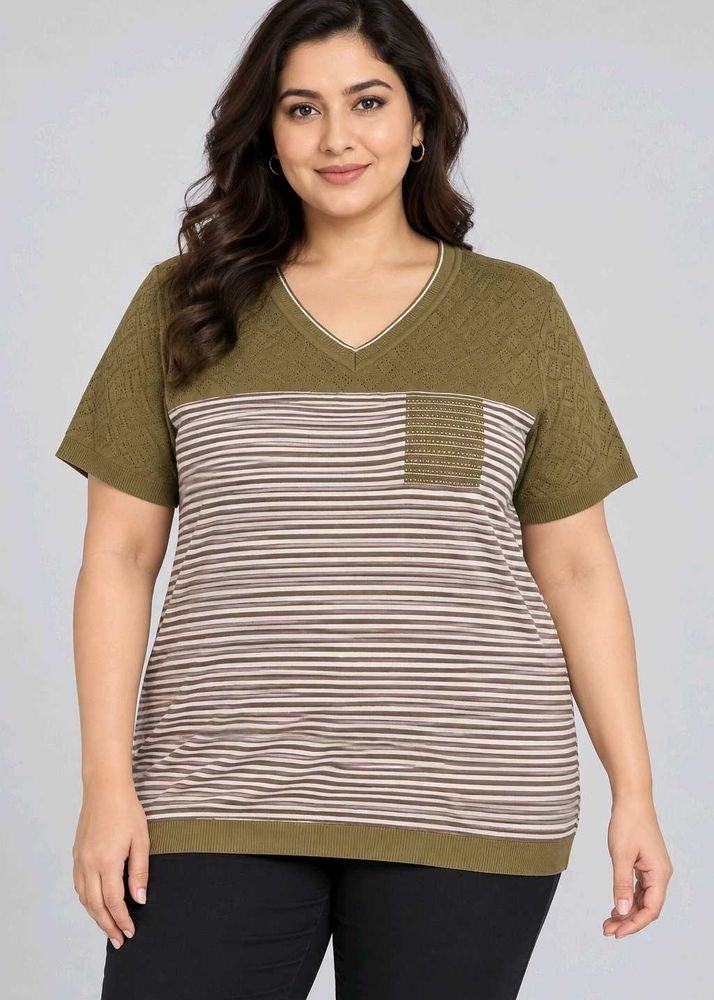Striped V-Neck T-Shirt