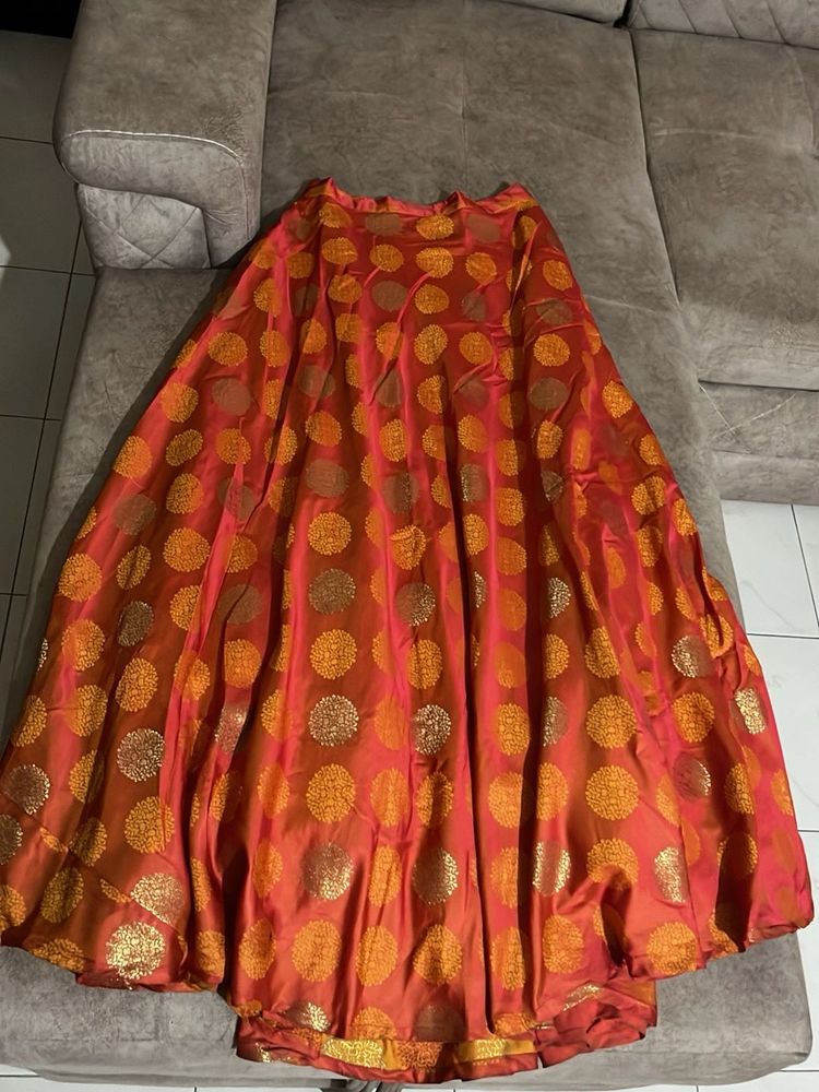 Elegant Orange Ethnic Skirt