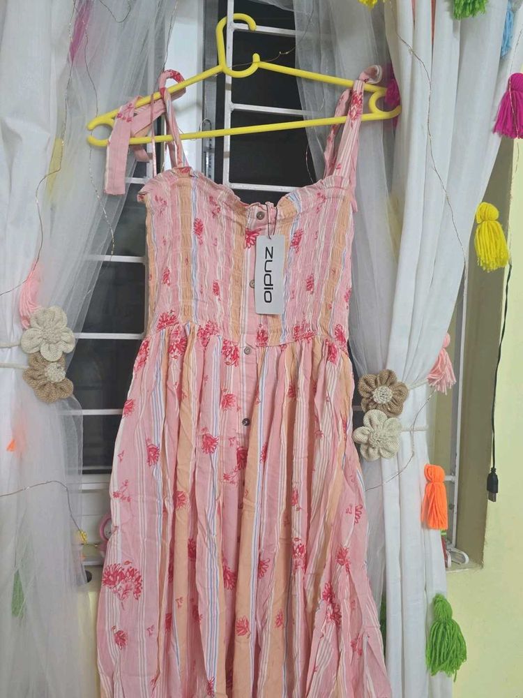 Pink Floral Striped Sundress