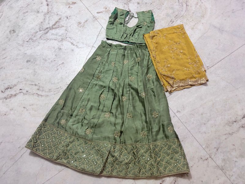 Beautiful Green Lehenga Choli with Dupatta