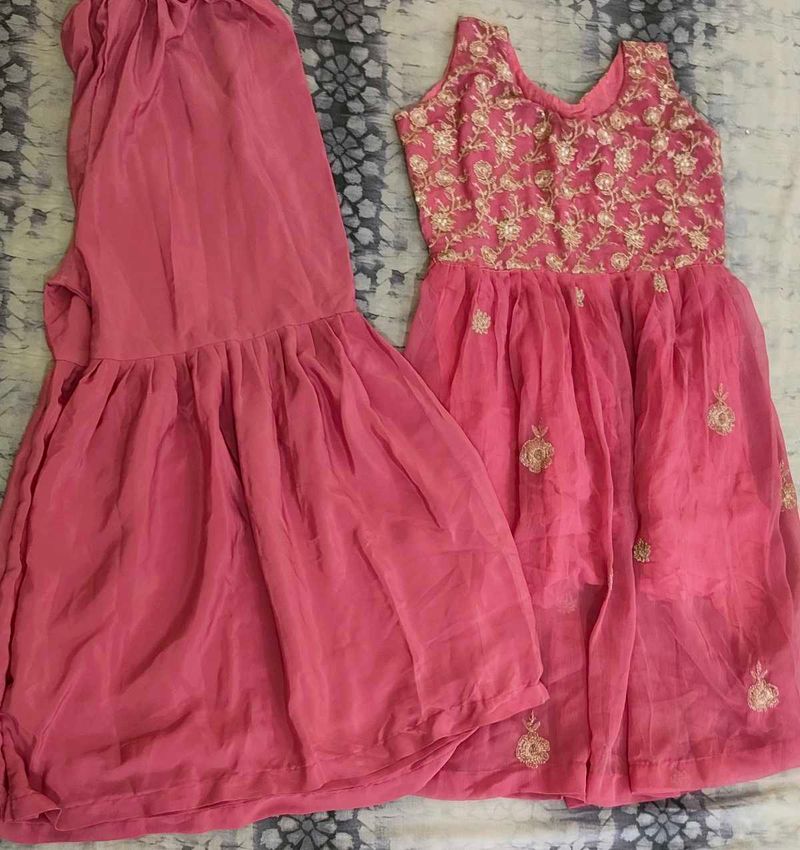 Beautiful Pink Kurta Set with Gold Embroidery