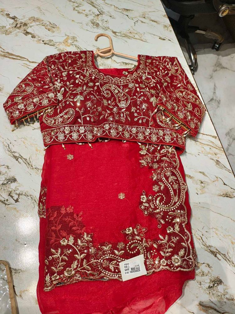 Exquisite Red Embroidered Saree