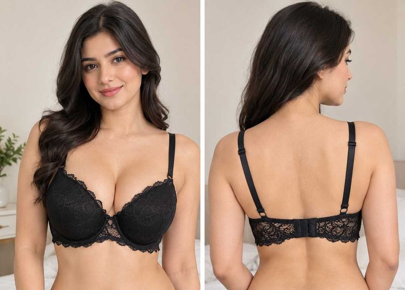 Elegant Black Lace Push-Up Bra