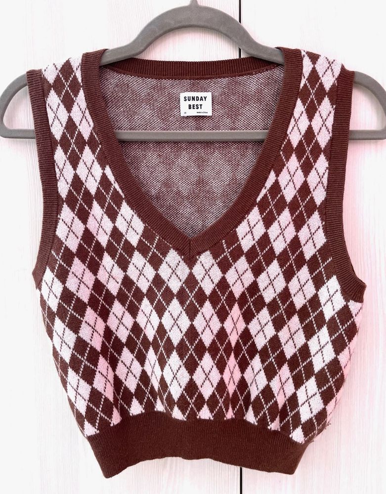 Sunday Best knitted Sweater Vest/Top (Size Xs-S)