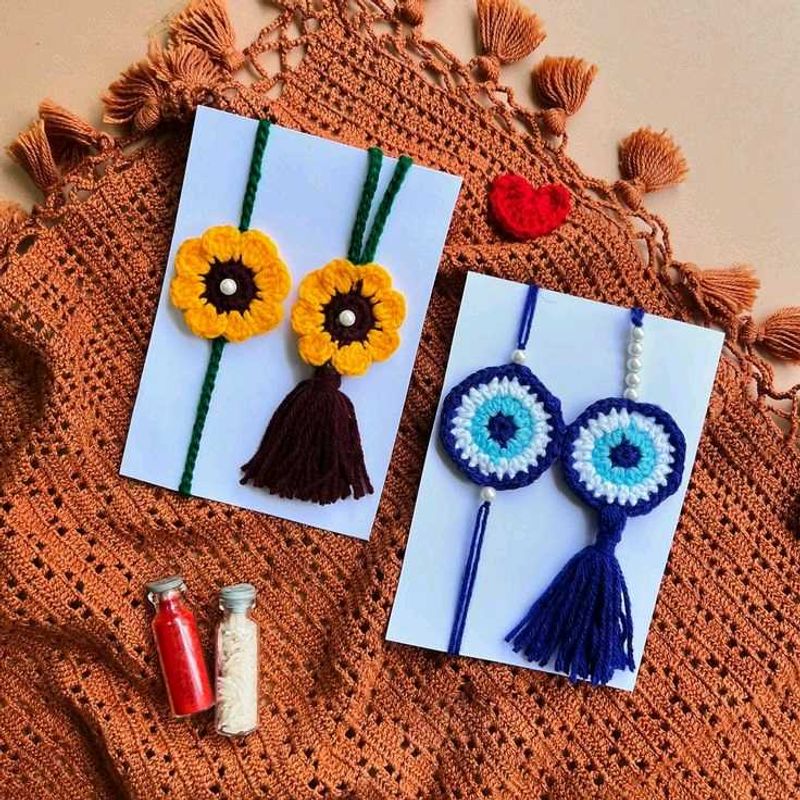 Handmade Crochet Rakhi Set